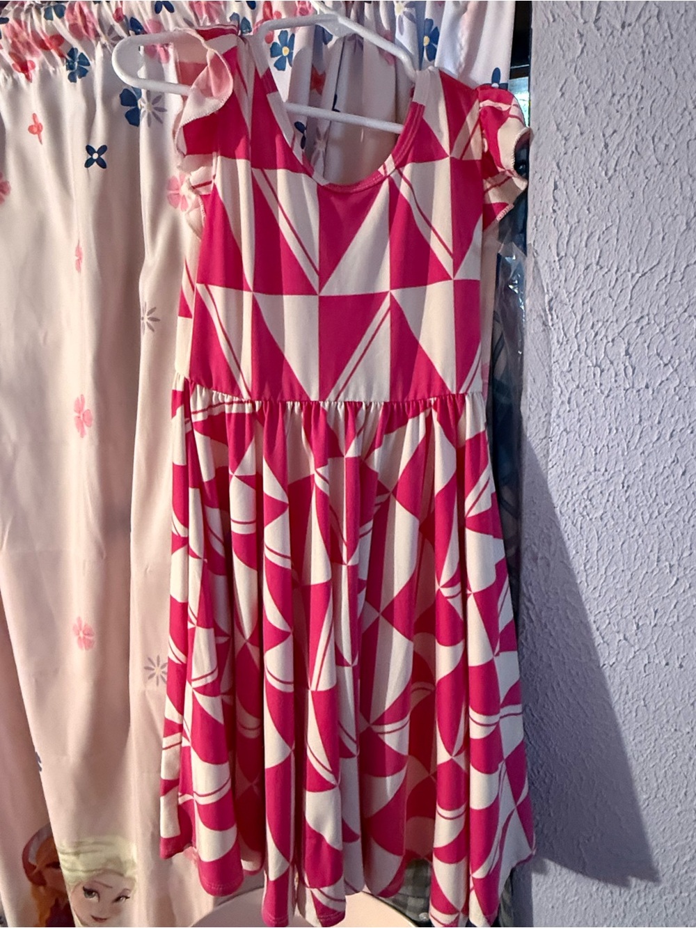 Dot Dot Smile Pink and Cream Geometric Fit & Flare Dress